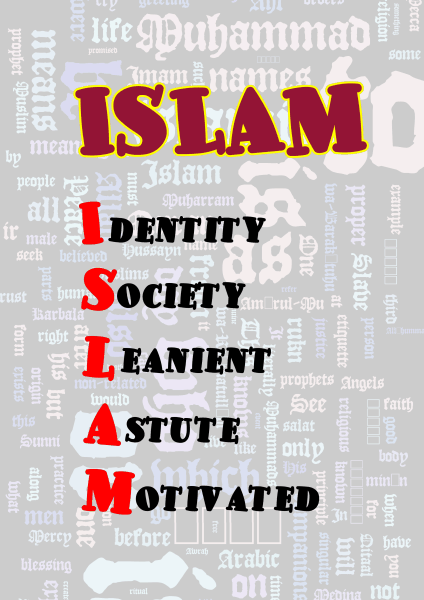 islamic posters with a word with each letter from ISLAM